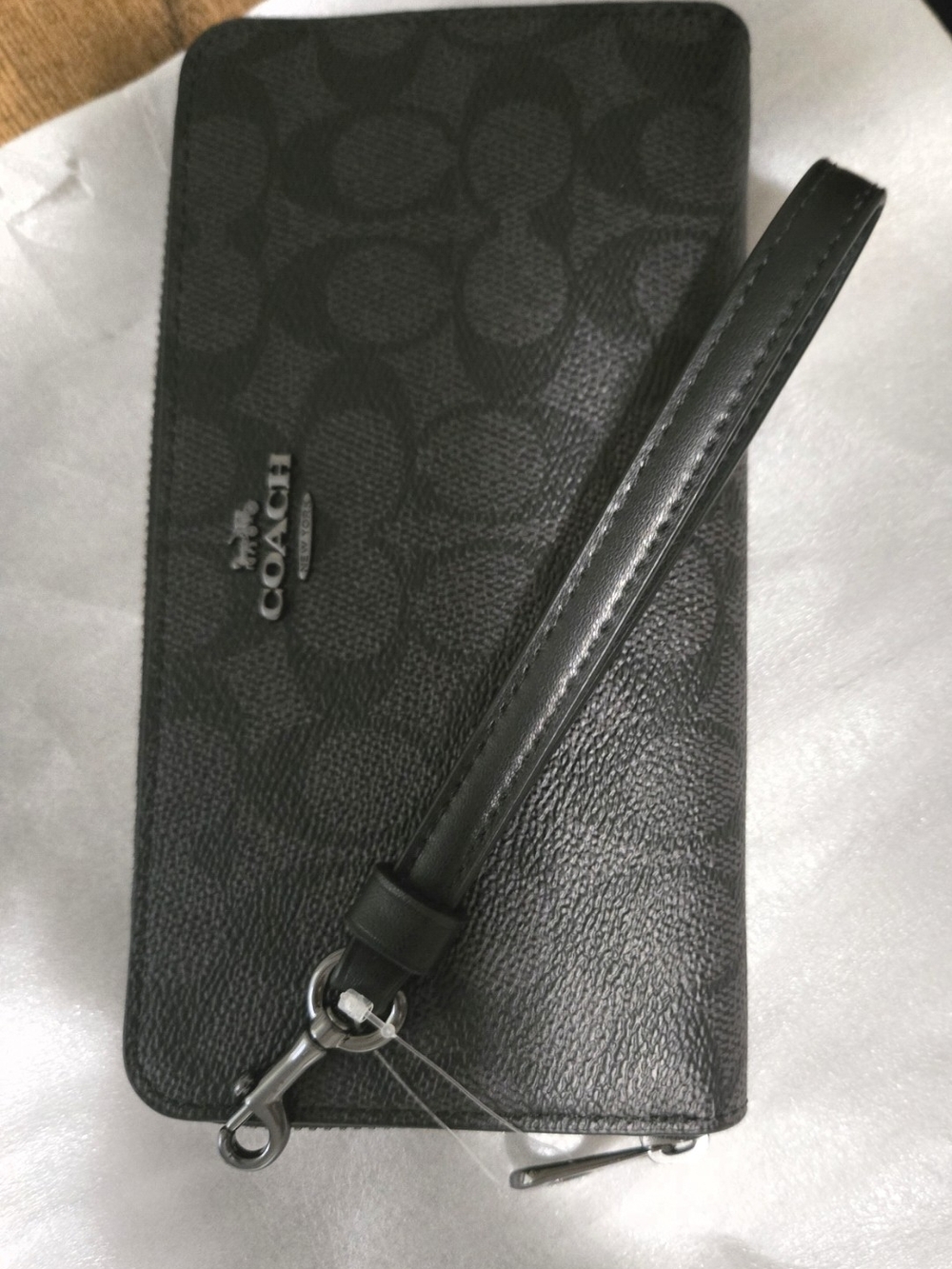 Coach Black Signature Wristlet NWOT